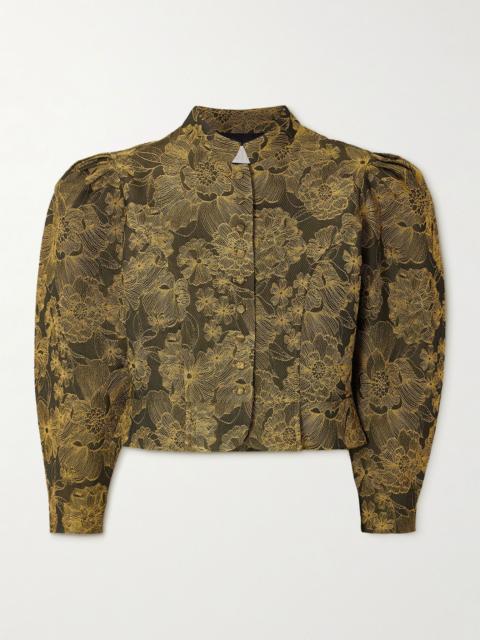 DESTREE Amoako Peonia embroidered twill blazer Green