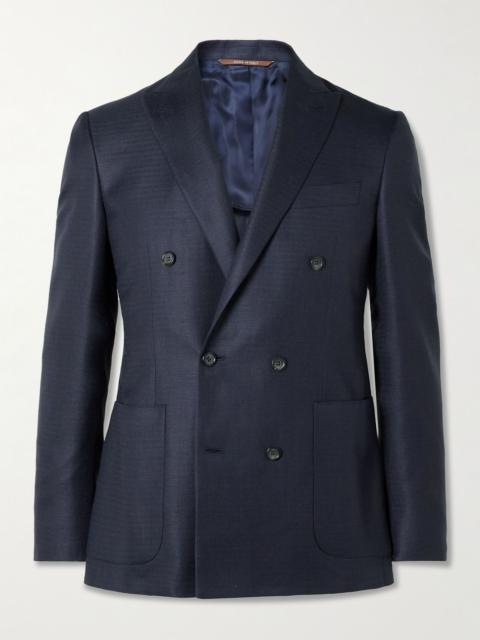 Canali Unstructured Wool, Silk and Linen-Blend Blazer Navy