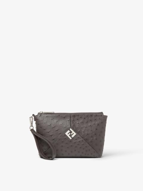 FENDI Fendi Lui Clutch Dark gray ostrich leather pouch