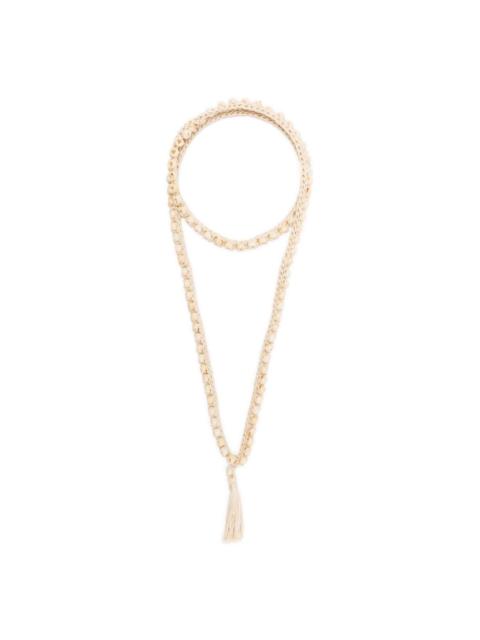 Alanui tassel detail crochet necklace