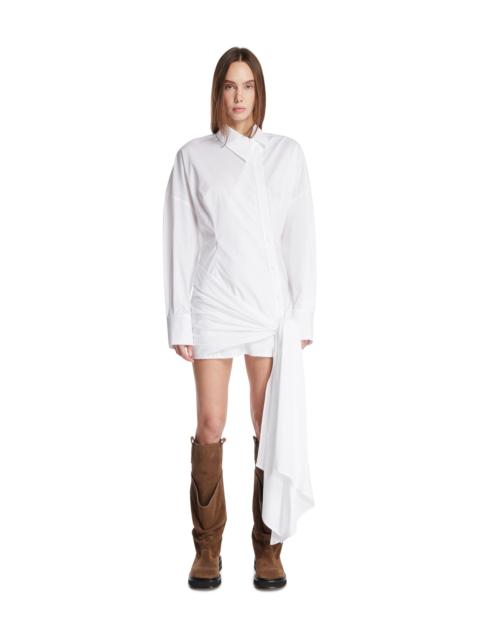 THE ATTICO White Draped Shirt Dress