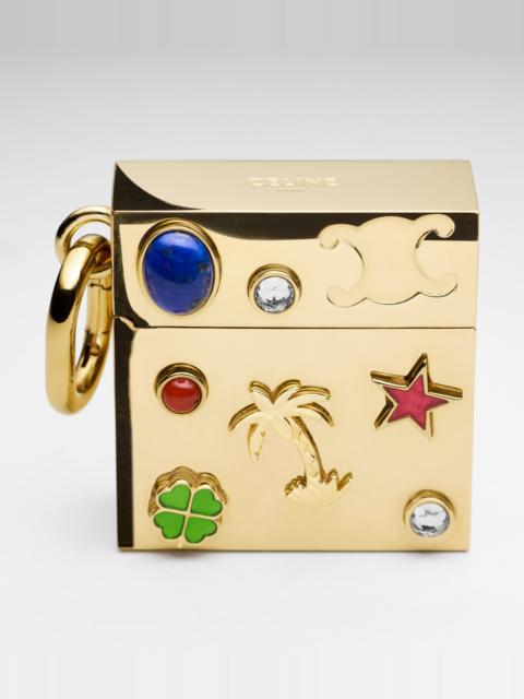 CELINE CHARMS MULTI STUDS BOX IN STRASS, STONE AND BRASS WITH GOLD FINISH