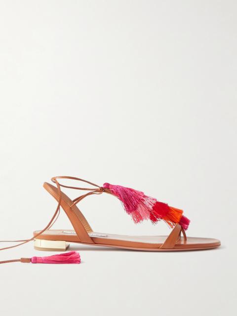 AQUAZZURA Capri Tassel Leather Sandals