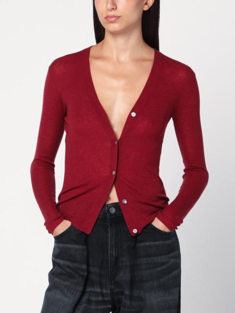 6397 Bordeaux semi-sheer knit cardigan