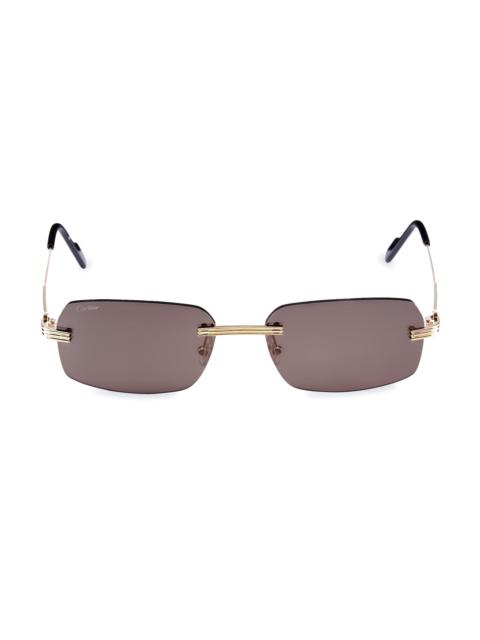 Cartier Men's Core Range 58MM Rectangular Sunglasses - Gold