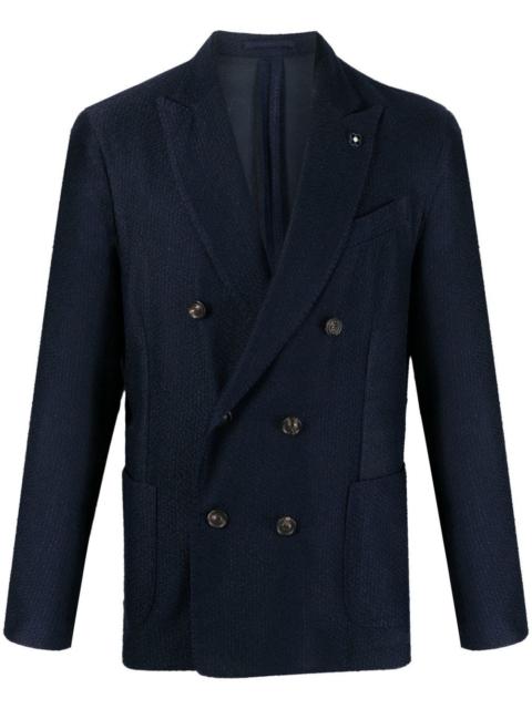 LARDINI double-breasted logo-plaque blazer