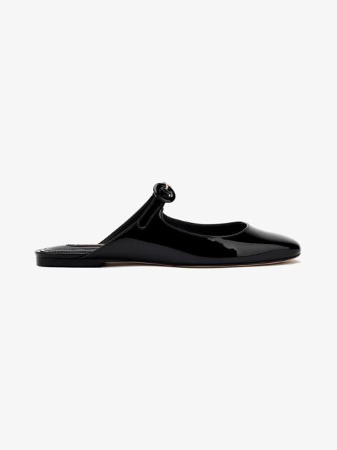 Larroudé Blair Flat Mule In Black Patent Leather