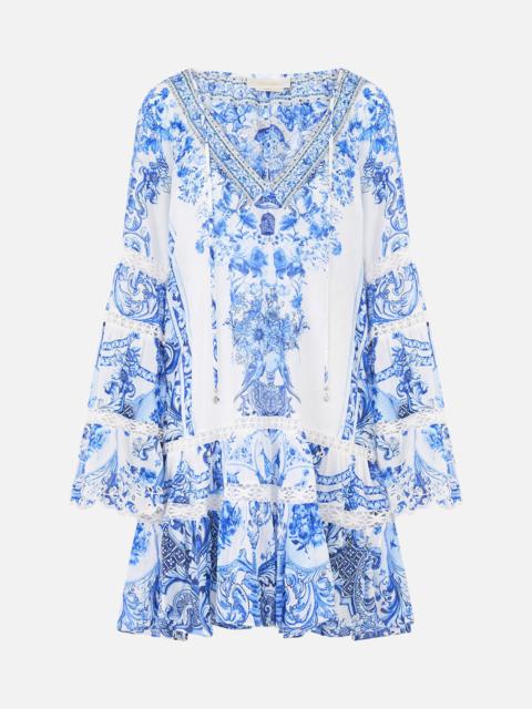 CAMILLA A-LINE GATHERED PANEL DRESS CERAMIC PANORAMIC