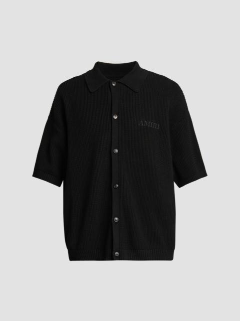AMIRI Men's Crochet-Knit Mesh Cotton Shirt - Black