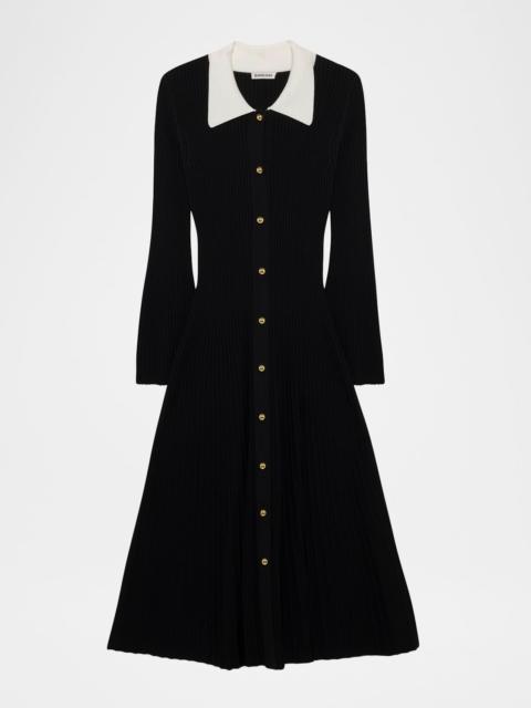 SIMKHAI Philippa Long-Sleeve Ribbed Midi Dress