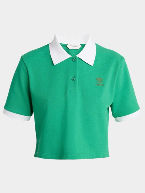 VERSACE Pique Polo with Medusa Embroidery