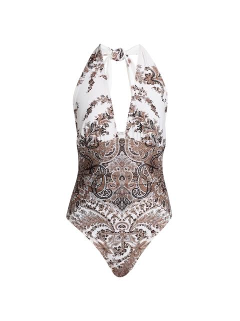 KOBI HALPERIN Women's Elise Paisley Halterneck One-Piece Swimsuit - Natural Multi