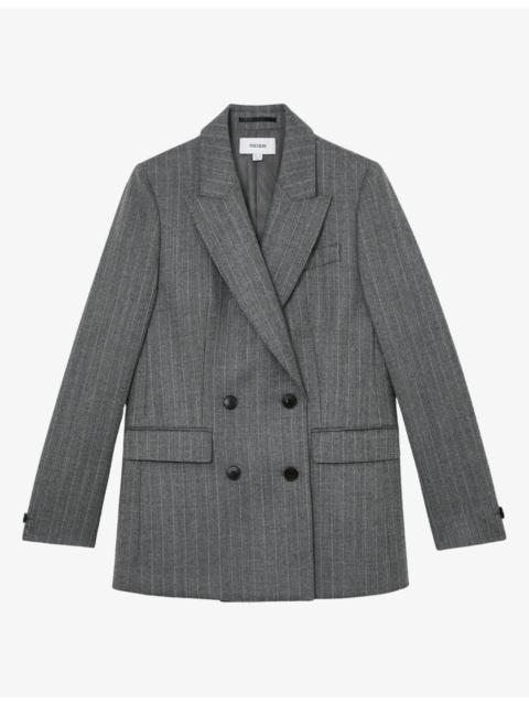 REISS Astrid Pinstripe Double-Breasted Wool Blazer