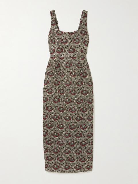 SIMKHAI Ravenna Metallic Jacquard Midi Dress