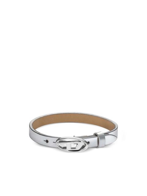 Diesel silver leather stackable bracelet