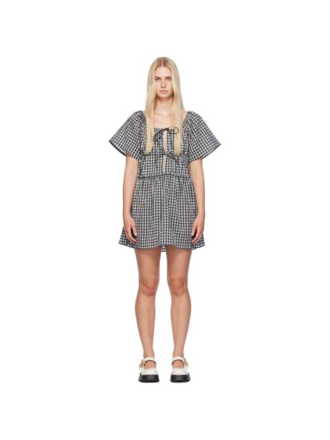 Off-White & Gray Check Minidress