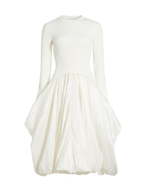 SIMKHAI Women's Kenlie Mixed-Media Bubble Skirt Midi-Dress - Ivory