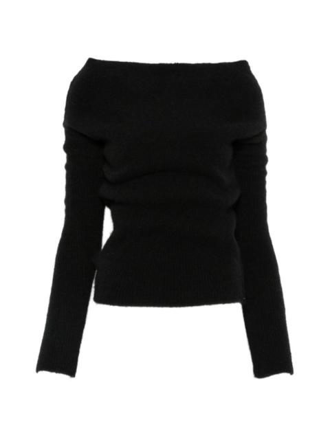 Rick Owens off-shoulder ribbed-knit sweater