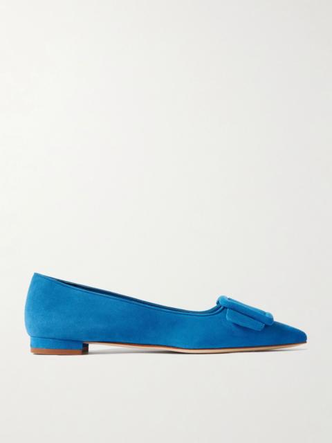 Manolo Blahnik Maysale suede point-toe flats Blue