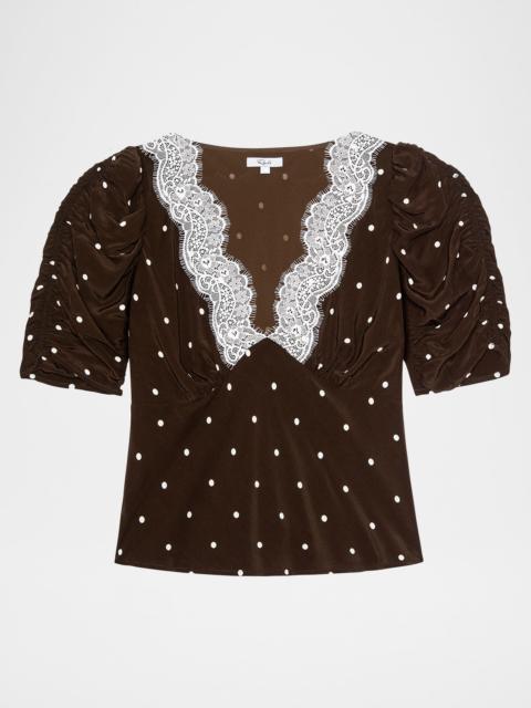 Rails Lazara Lace-Trim Polka Dot Top