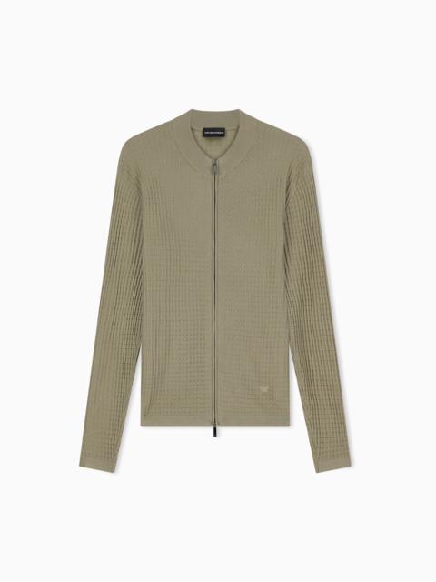 EMPORIO ARMANI VIRGIN WOOL CARDIGAN WITH A REGULAR FIT AND FANCY STITCH