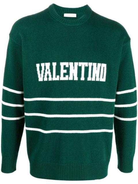 Valentino logo-intarsia crew-neck jumper