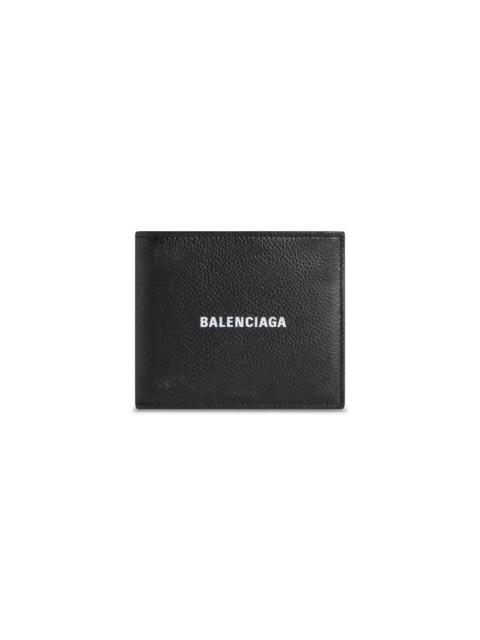 BALENCIAGA Men's Cash Square Folded Coin Wallet Used Effect in Black