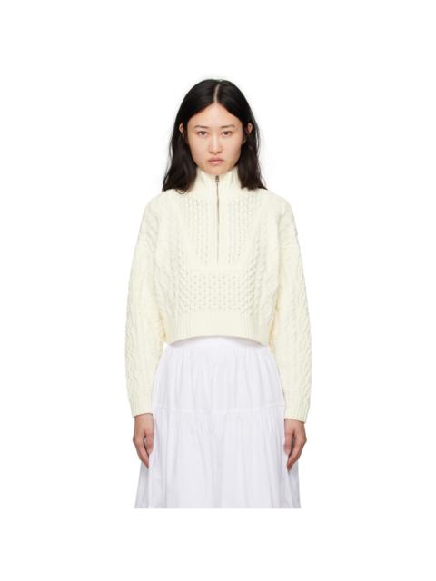 STAUD Off-White Cropped Hampton Sweater