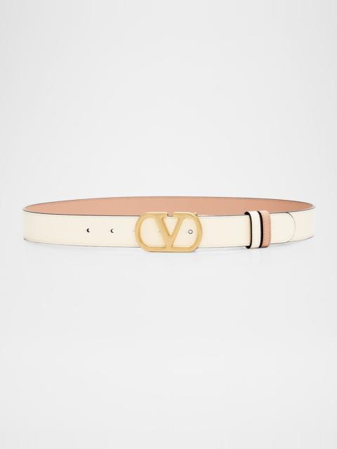 Valentino VLogo Signature Reversible Shiny Calfskin Belt 30MM