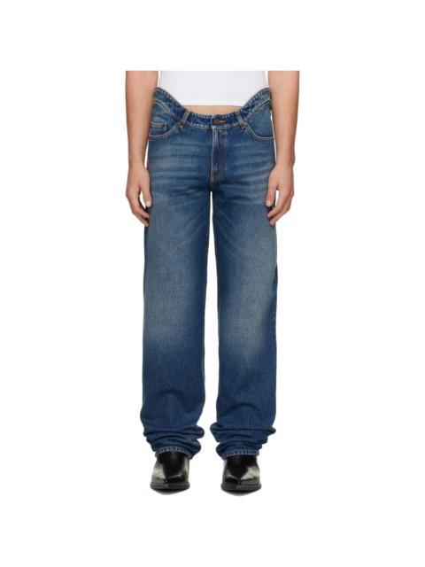 Jean Paul Gaultier Blue 'The JPG Curved Denim' Jeans