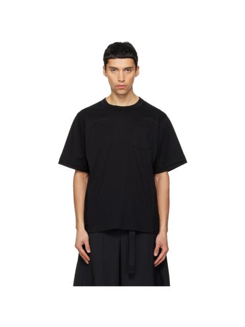 sacai Black Cotton Typewriter & Cotton Jersey T-shirt