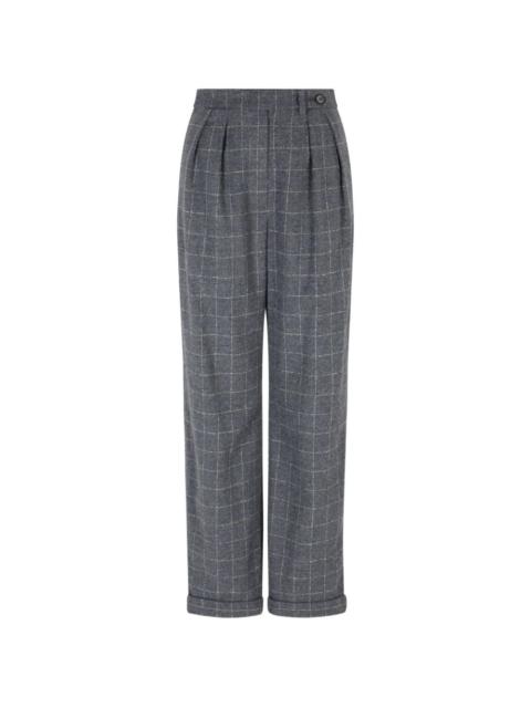 EMPORIO ARMANI check-motif flannel  trousers