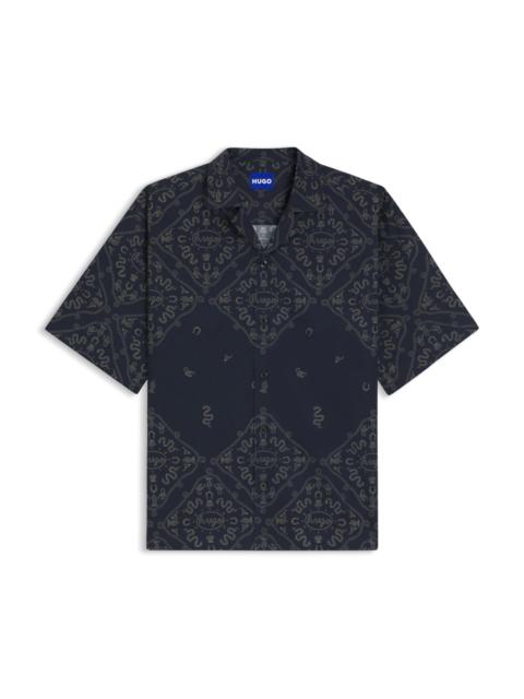 HUGO RELAXED-FIT SHIRT IN PRINTED COTTON POPLIN