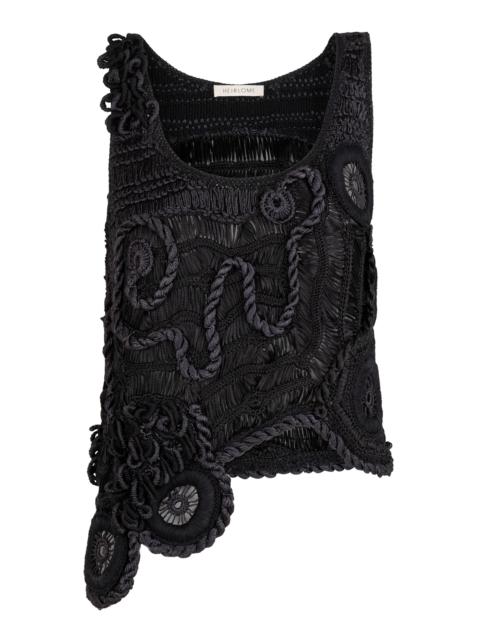 HEIRLOME India Freeform Crochet Silk-Cotton Top black