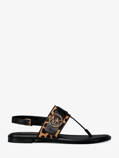 MICHAEL KORS Carmen Cheetah Print Calf Hair Thong Sandal