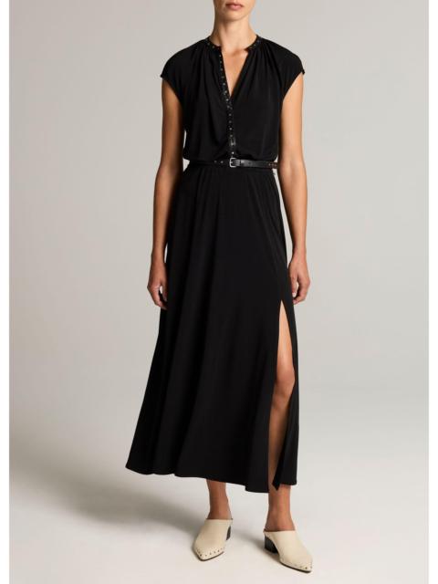 Vince Studded Matte Jersey Cap-Sleeve Dress