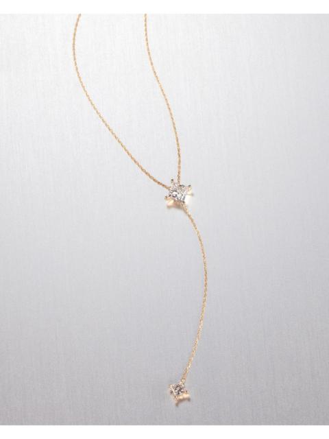 JENNY BIRD 14K Princess Cut Double Diamond Lariat Necklace