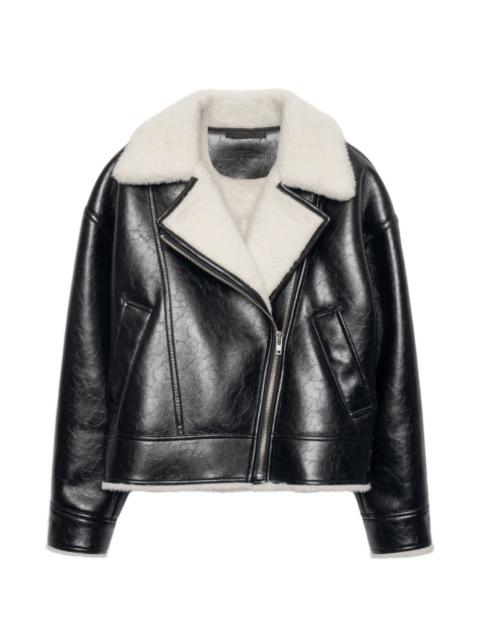 STAND STUDIO Pica faux-shearling-trim biker jacket