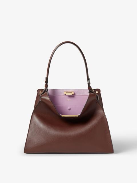 FENDI Fendi Way Medium Dark brown leather and violet suede bag