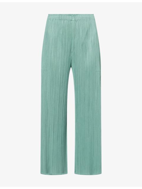 Pleats Please Issey Miyake Pleated Ankle-Crop Knitted Trousers