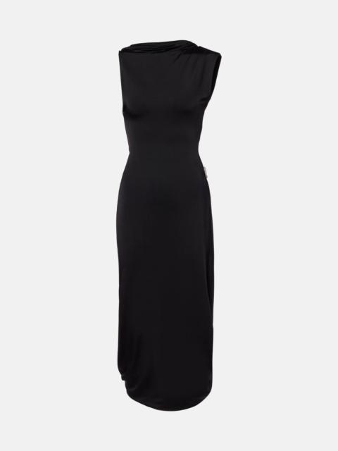Victoria Beckham Draped embellished satin midi dress