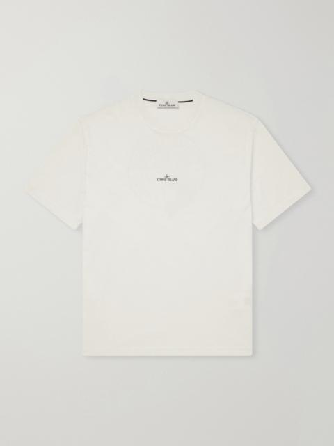 Stone Island Logo-Print Garment-Dyed Cotton-Jersey T-Shirt