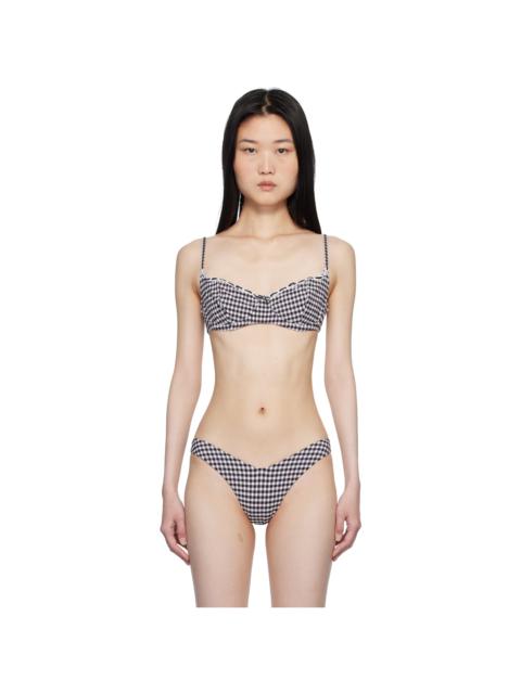 Frankies Bikinis Black & White Cola Gingham Underwire Bikini Top