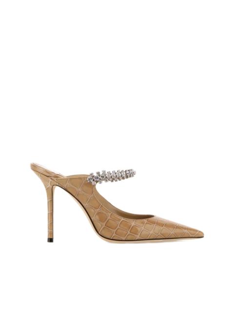 JIMMY CHOO embossed-print embellishment mules