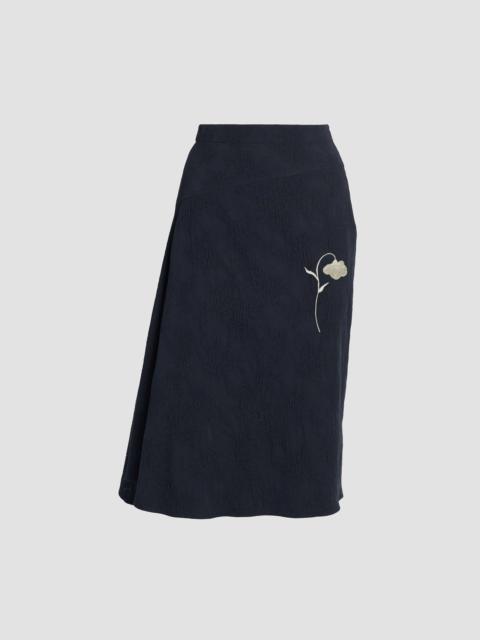 Erdem FLOWER JACQUARD DRAPE MIDI SKIRT