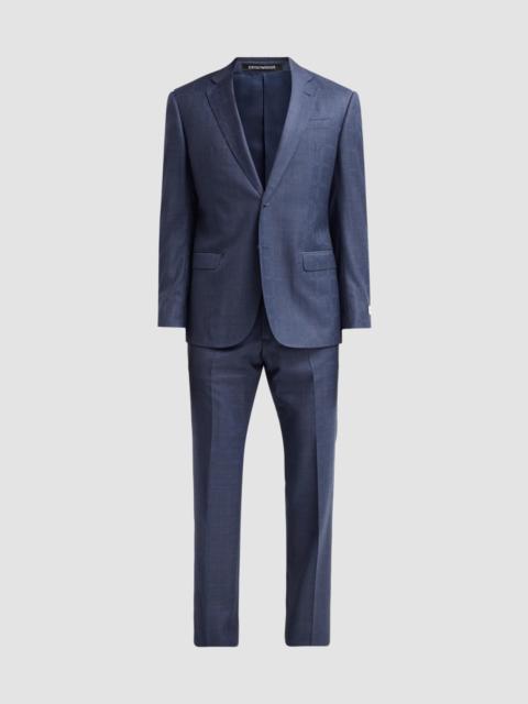 EMPORIO ARMANI Men's Contrast Plaid Wool Single-Breasted Suit - Solid Medium Purple