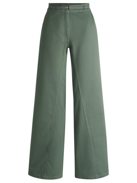 HUGO REGULAR-FIT WIDE-LEG TROUSERS IN COTTON TWILL