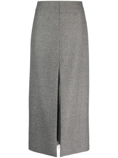 PATOU stripe-pattern virgin wool midi skirt