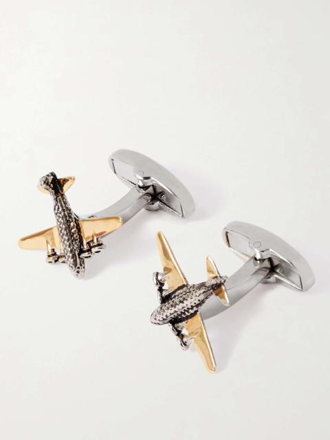 Logo-Engraved Silver and Gold-Tone Cufflinks