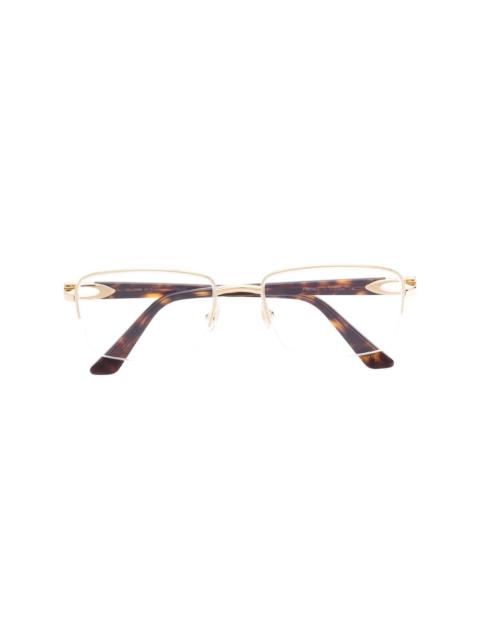 rectangular-frame tortoiseshell-effect glasses